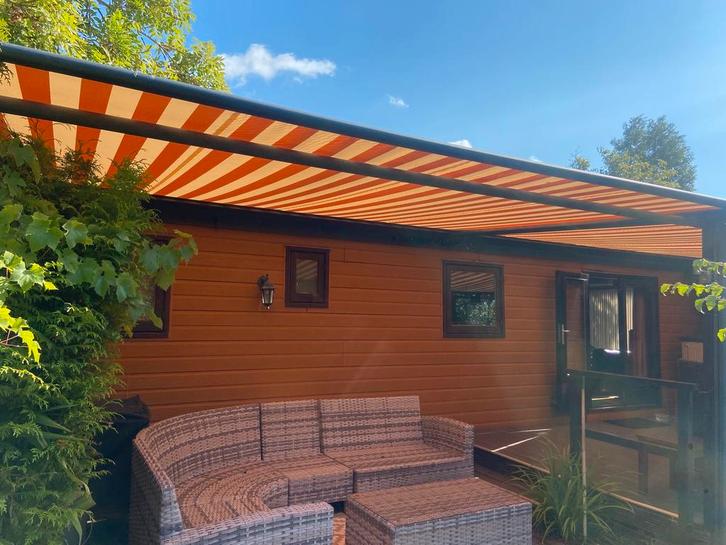 zonwering op vaste staanders totale breedte 9.20 meter, Tuin en Terras, Overkappingen, Gebruikt, Serre, Ophalen