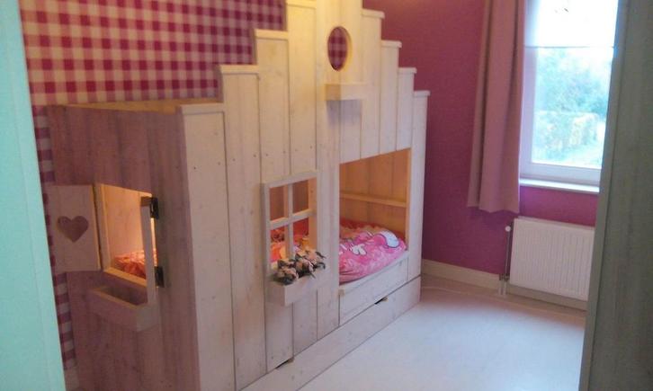 “Robuuste steigerhouten bedden op maat", Huis en Inrichting, Slaapkamer | Bedden, Zo goed als nieuw, Eenpersoons, 90 cm, 200 cm