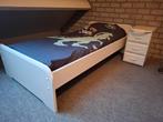 Wit 1 persoonsbed - 190x90 cm, Ophalen, 85 tot 100 cm, Gebruikt, Matras