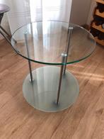 Rond glazen bijzettafel verrijdbaar, Minder dan 55 cm, Rond, Ophalen, 45 tot 60 cm