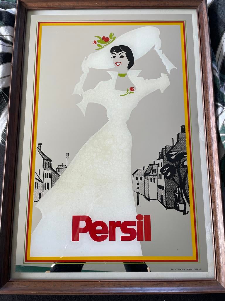 Vintage Persil Reclame Spiegel Jaren 60/70, Ophalen of Verzenden, Rechthoekig, Minder dan 50 cm, Minder dan 100 cm