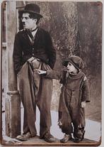 Charlie Chaplin with kid reclamebord van metaal wandbord, Info@deconoord.nl, Deco Noord, Poster, Nieuw