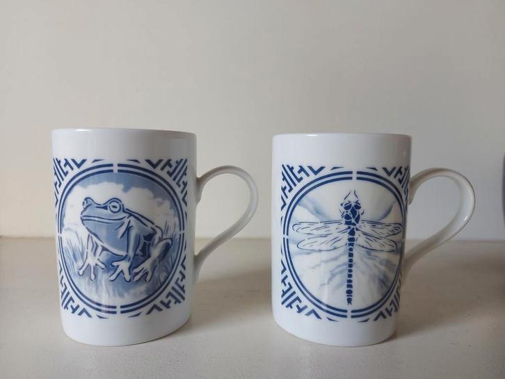 2 bekers delfts blauw Hugo Kaagman Hema vintage, Huis en Inrichting, Keuken | Servies, Zo goed als nieuw, Kop(pen) en/of Schotel(s)