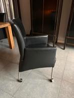 6 Leren Eetkamerstoelen met Kantelbare Rugleuning, Huis en Inrichting, Stoelen, Ophalen, Gebruikt, Zwart, Leer