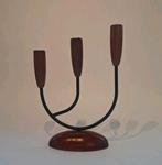 Vintage Teakhouten Lüthje Kandelaar, Ophalen of Verzenden, Zo goed als nieuw, Zwart, Minder dan 25 cm
