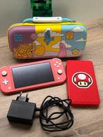 Nintendo switch lite Koraal met opberg tas en gamecard etui, Ophalen of Verzenden, Roze of Coral, Zo goed als nieuw, Met beschermhoes of tas