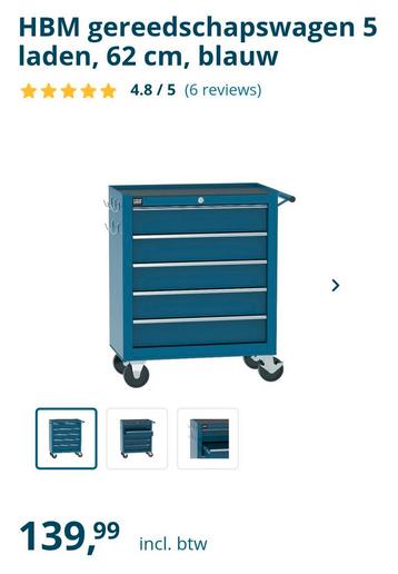 HBM Gereedschapswagen 5 Laden - Blauw beschikbaar voor biedingen