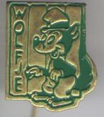 Wolfje groen op koper stripfiguur speldje ( S_077 ), Verzamelen, Speldjes, Pins en Buttons, Verzenden, Nieuw, Figuurtje, Speldje of Pin