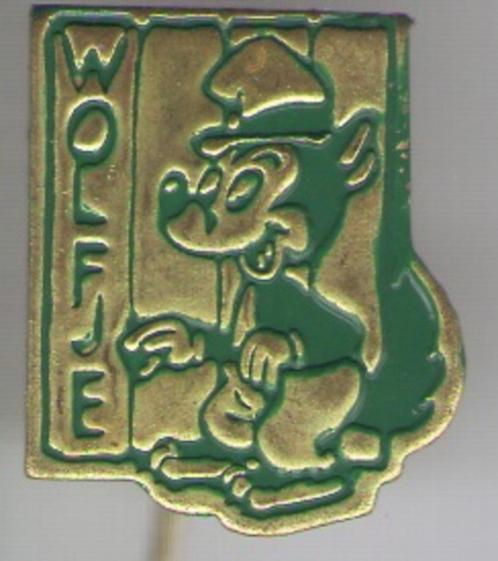 Wolfje groen op koper stripfiguur speldje ( S_077 ), Verzamelen, Speldjes, Pins en Buttons, Nieuw, Speldje of Pin, Figuurtje, Verzenden