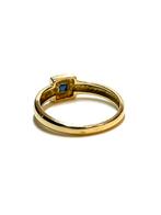 18k gouden ring met een saffier en diamant, -, Ophalen of Verzenden, Dame, Goud
