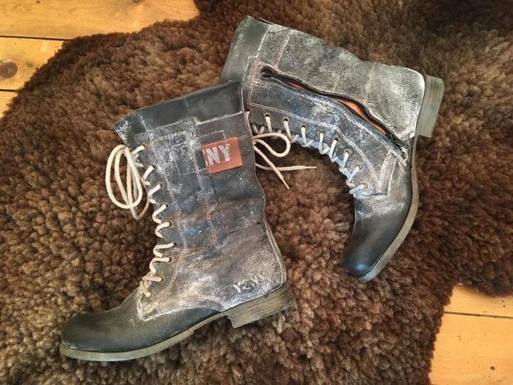 Yellow cab zwarte/grijs schoen/ laars. Rits + veters.maat 40, Kleding | Dames, Schoenen, Nieuw, Schoenen met lage hakken, Zwart