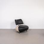1x Leolux Pallone Fauteuil Zwart/Wit Leer - Chroom