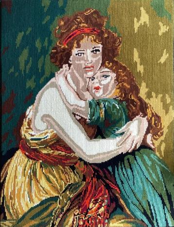 Borduurwerk, zijde, Madam Vigee Lebrun, vintage, groot beschikbaar voor biedingen