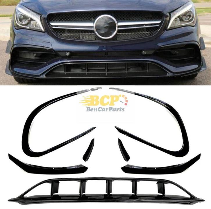 Voorbumper vinnen set 7-delig Hoogglans Zwart geschikt voor, Auto diversen, Tuning en Styling, Ophalen of Verzenden