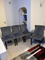Eetkamerstoelen velvet grijs set van 4, Huis en Inrichting, Stoelen, Ophalen, Stof, Zo goed als nieuw, Vier