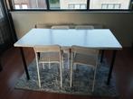 Tafel met vier stoelen wit, Ophalen, Overige materialen, Gebruikt, 100 tot 150 cm