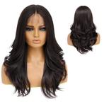 Swiss lace front pruik lang haar in laagjes Dark Chocolate, Verzenden, Nieuw, Pruik of Haarverlenging