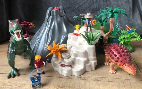 Playmobil T-Rex en Saichania met vulkaan – 5230, Kinderen en Baby's, Speelgoed | Playmobil, Gebruikt, Ophalen of Verzenden