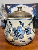 Delfts blauwe voorraadpot met metalen/tinnen deksel, Antiek en Kunst, Antiek | Keramiek en Aardewerk, Ophalen of Verzenden