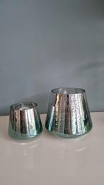 Windlichten Set Lichtgroen/Zilver - Sfeerverlichting, Verzenden, Nieuw, Groen, Zilver