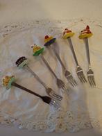 6 zeer leuke roestvrije gebakvorkjes met 'taartjes', --, Ophalen of Verzenden, Zo goed als nieuw, --