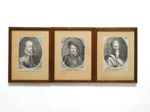 3 Portret kopergravures portretten van Jacob Neefs, Antiek en Kunst, Kunst | Etsen en Gravures, Ophalen of Verzenden