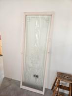 Antiek geëtst glas 64x190 voorportaal vestibule deur, Ophalen, Gebruikt, Hout