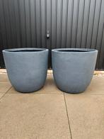 Mooie donkergrijze nieuwe ronde bloembakken potten. 4 stuks., Tuin en Terras, Bloempotten, Ophalen, Kunststof, Rond, Nieuw