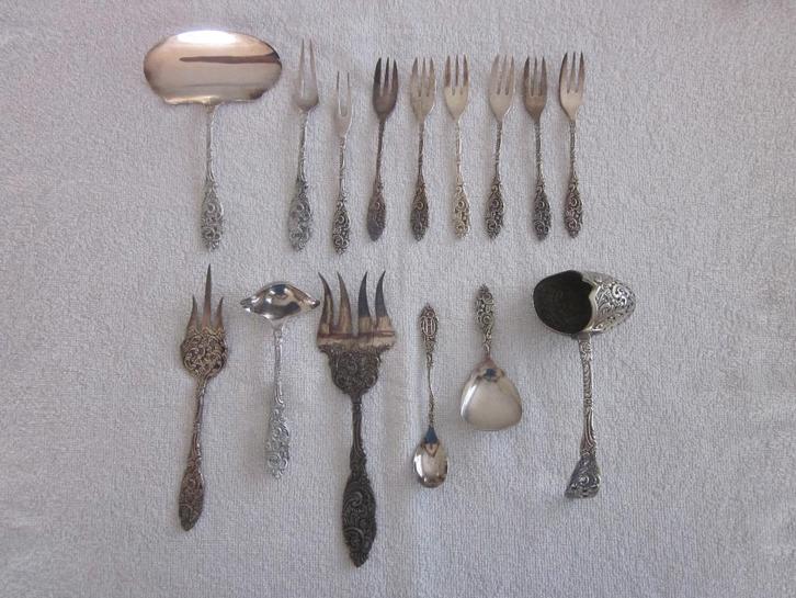 15 Verzilverde delen Gero 90 model 635 Georg Nilsson. set 3, Antiek en Kunst, Antiek | Goud en Zilver, Ophalen of Verzenden