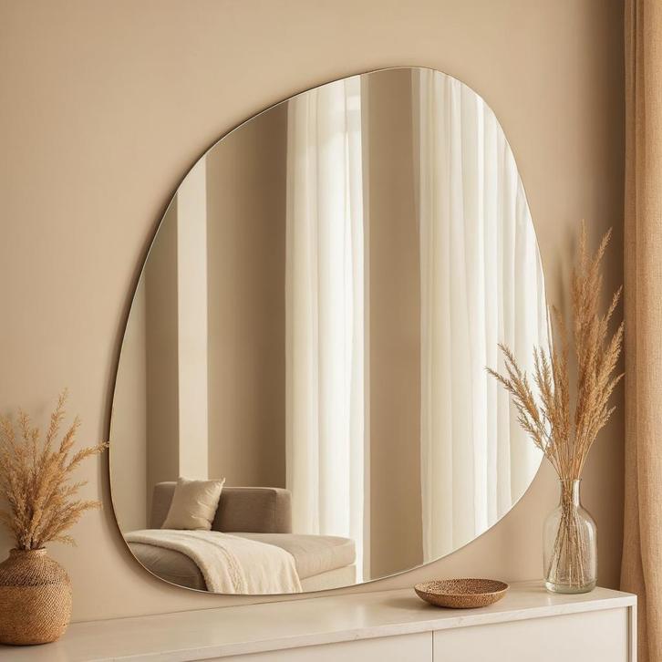 organische wandspiegel 80 x 72CM, Huis en Inrichting, Woonaccessoires | Spiegels, Zo goed als nieuw, 75 tot 100 cm, Minder dan 100 cm