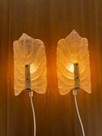 Set of 2 “Leaf” Textured Glass Wall Lamps, Huis en Inrichting, Ophalen, Z, Vintage mid century, Z