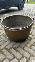 Messing ketel emmer met koperen hengsel evt plantenbak, Antiek en Kunst, Antiek | Koper en Brons, Ophalen, Koper