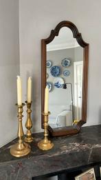 Vintage houten spiegel, Antiek en Kunst, Antiek | Spiegels, Minder dan 100 cm, Minder dan 50 cm, Ophalen of Verzenden, Ovaal