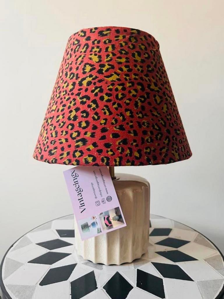 Leuke panter print lampenkap met evt voet!, Huis en Inrichting, Lampen | Tafellampen, Ophalen of Verzenden, Zo goed als nieuw