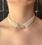 Art Deco diamant slot goud platina parel antiek ketting dame, Ophalen of Verzenden, Goud, Ketting, Met edelsteen