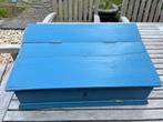 Vintage blauwe deksel kist, lessenaar, met laatjes, Antiek en Kunst, Antiek | Meubels | Kasten, Ophalen