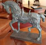 Bronzen beeld paard op marmer, Antiek en Kunst, Antiek | Koper en Brons, Ophalen of Verzenden, Brons