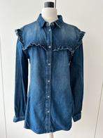 7 for all Mankind denim blouse jeans L 38 40 volants blauw, Kleding | Dames, Blouses en Tunieken, Blauw, Maat 42/44 (L), Ophalen of Verzenden