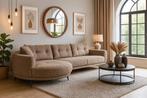 Hoek/Loungebank Beige 330x140 Direct/Leverbaar E-7140, Huis en Inrichting, Banken | Bankstellen, Hout, #Hoekbank#Loungbank#Beige#Liggedeelte#330