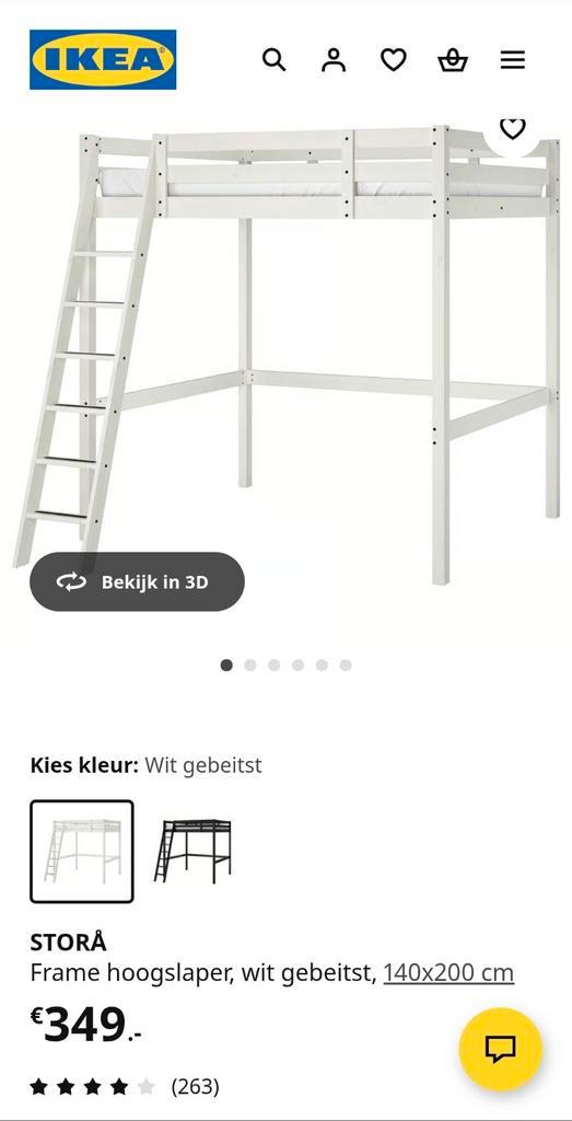 Ikea half hoogslaper, Huis en Inrichting, Slaapkamer | Stapelbedden en Hoogslapers, Hoogslaper, 90 cm, Eenpersoons, Ophalen