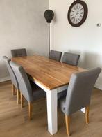 HELE SET, houten Eettafel, salontafel, 6 eetstoelen, Huis en Inrichting, Complete eetkamers, 4 tot 6 stoelen, Zo goed als nieuw