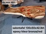 Prachtige suar epoxy salontafel 130x50 cm. Matrix onderstel, Industrieel suar interieur, Info@industrieel-suar-interieur.nl, 100 tot 150 cm
