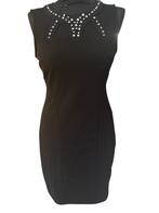 Jurkje zwart met studs stretch mt 36 mouwloos, Zwart, Ophalen of Verzenden, Zo goed als nieuw, Maat 36 (S)
