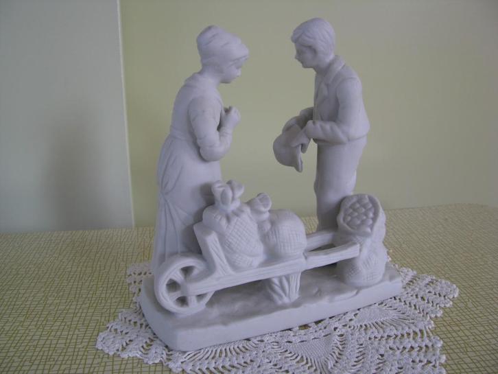 Vrouw & man # boerin & boer * bisque / biscuit * vrij GROOT, Antiek en Kunst, Antiek | Porselein, Ophalen of Verzenden
