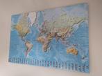 Grote, gedetailleerde wereldkaart op MDF (90 x 60 cm), Huis en Inrichting, Zo goed als nieuw, Ophalen