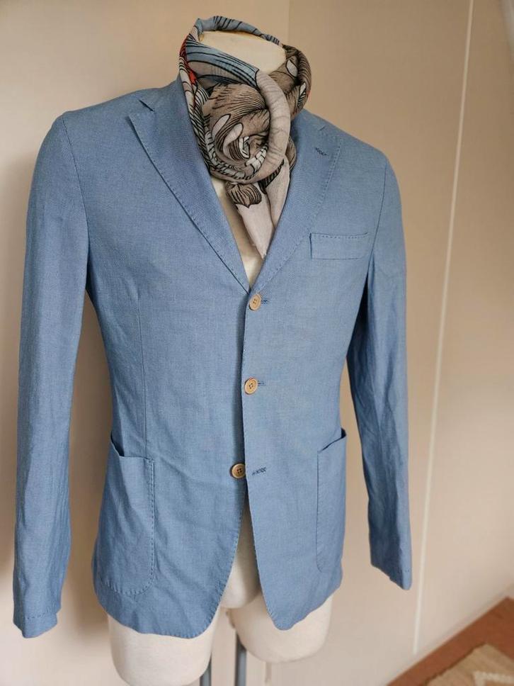 Van Gils soft-blue Katoen Blazer - Maat 48 - Nieuw, Kleding | Heren, Kostuums en Colberts, Nieuw, Maat 48/50 (M), Blauw, Ophalen of Verzenden