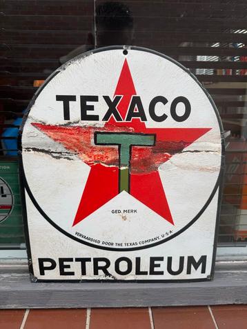 Vintage Texaco Petroleum Emaille Reclamebord beschikbaar voor biedingen