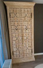 Unieke Ibiza/India stijl kast met houtsnijwerk, Ophalen, Gebruikt, 100 tot 150 cm, 150 tot 200 cm