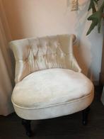 Crème/taupekleurige kleine fauteil, Huis en Inrichting, Fauteuils, Ophalen, Minder dan 75 cm, Zo goed als nieuw, Stof
