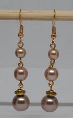 Oorbellen met drie maten bruine, zacht glanzende parels, Sieraden, Tassen en Uiterlijk, Oorbellen, Overige materialen, Hangers